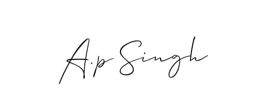 Allison_Script is a professional signature style that is perfect for those who want to add a touch of class to their signature. It is also a great choice for those who want to make their signature more unique. Get A.p Singh name to fancy signature for free. A.p Singh signature style 2 images and pictures png