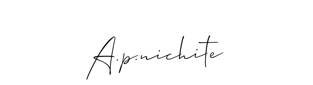 How to make A.p.nichite signature? Allison_Script is a professional autograph style. Create handwritten signature for A.p.nichite name. A.p.nichite signature style 2 images and pictures png