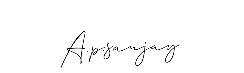 Also You can easily find your signature by using the search form. We will create A.p.sanjay name handwritten signature images for you free of cost using Allison_Script sign style. A.p.sanjay signature style 2 images and pictures png