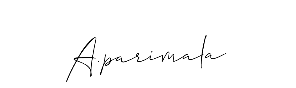 The best way (Allison_Script) to make a short signature is to pick only two or three words in your name. The name A.parimala include a total of six letters. For converting this name. A.parimala signature style 2 images and pictures png