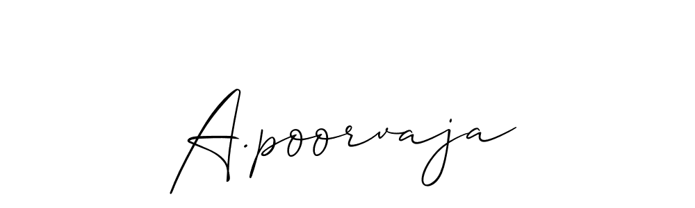 A.poorvaja stylish signature style. Best Handwritten Sign (Allison_Script) for my name. Handwritten Signature Collection Ideas for my name A.poorvaja. A.poorvaja signature style 2 images and pictures png