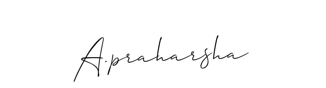 Use a signature maker to create a handwritten signature online. With this signature software, you can design (Allison_Script) your own signature for name A.praharsha. A.praharsha signature style 2 images and pictures png