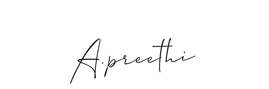 Make a beautiful signature design for name A.preethi. With this signature (Allison_Script) style, you can create a handwritten signature for free. A.preethi signature style 2 images and pictures png