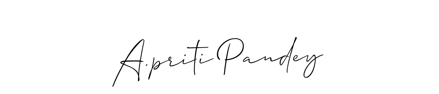 if you are searching for the best signature style for your name A.priti Pandey. so please give up your signature search. here we have designed multiple signature styles  using Allison_Script. A.priti Pandey signature style 2 images and pictures png