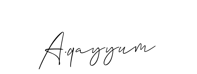 Make a short A.qayyum signature style. Manage your documents anywhere anytime using Allison_Script. Create and add eSignatures, submit forms, share and send files easily. A.qayyum signature style 2 images and pictures png