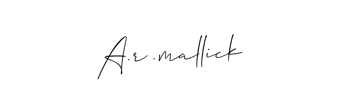 The best way (Allison_Script) to make a short signature is to pick only two or three words in your name. The name A.r .mallick include a total of six letters. For converting this name. A.r .mallick signature style 2 images and pictures png