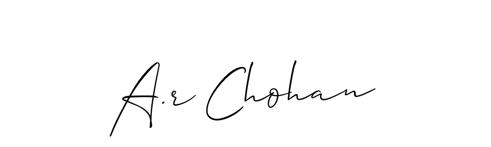 if you are searching for the best signature style for your name A.r Chohan. so please give up your signature search. here we have designed multiple signature styles  using Allison_Script. A.r Chohan signature style 2 images and pictures png