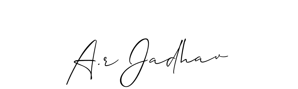 Also You can easily find your signature by using the search form. We will create A.r Jadhav name handwritten signature images for you free of cost using Allison_Script sign style. A.r Jadhav signature style 2 images and pictures png