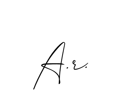 Also You can easily find your signature by using the search form. We will create A.r. name handwritten signature images for you free of cost using Allison_Script sign style. A.r. signature style 2 images and pictures png