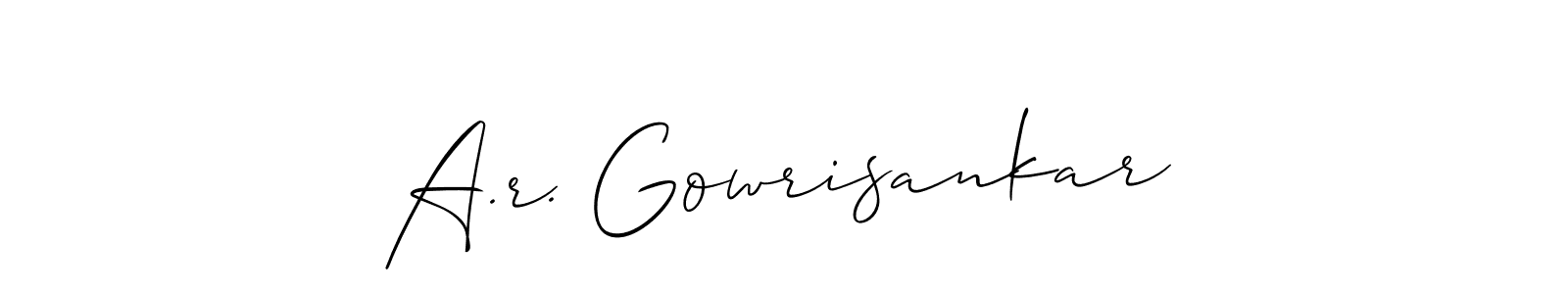 You should practise on your own different ways (Allison_Script) to write your name (A.r. Gowrisankar) in signature. don't let someone else do it for you. A.r. Gowrisankar signature style 2 images and pictures png