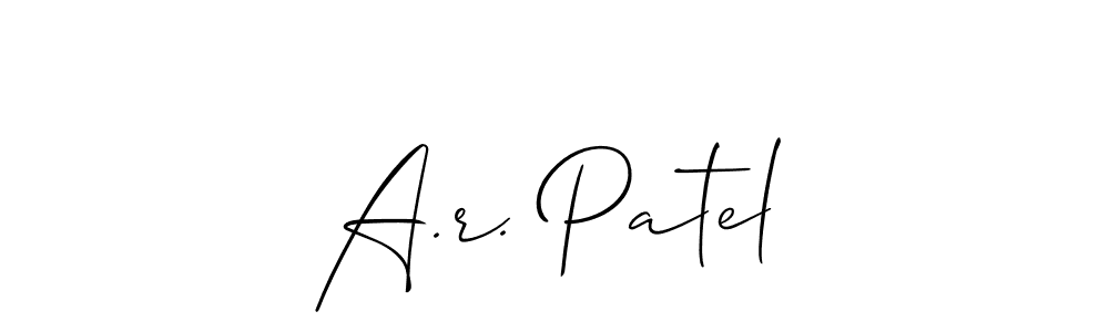 How to Draw A.r. Patel signature style? Allison_Script is a latest design signature styles for name A.r. Patel. A.r. Patel signature style 2 images and pictures png