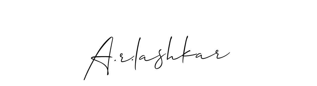 How to make A.r.lashkar name signature. Use Allison_Script style for creating short signs online. This is the latest handwritten sign. A.r.lashkar signature style 2 images and pictures png