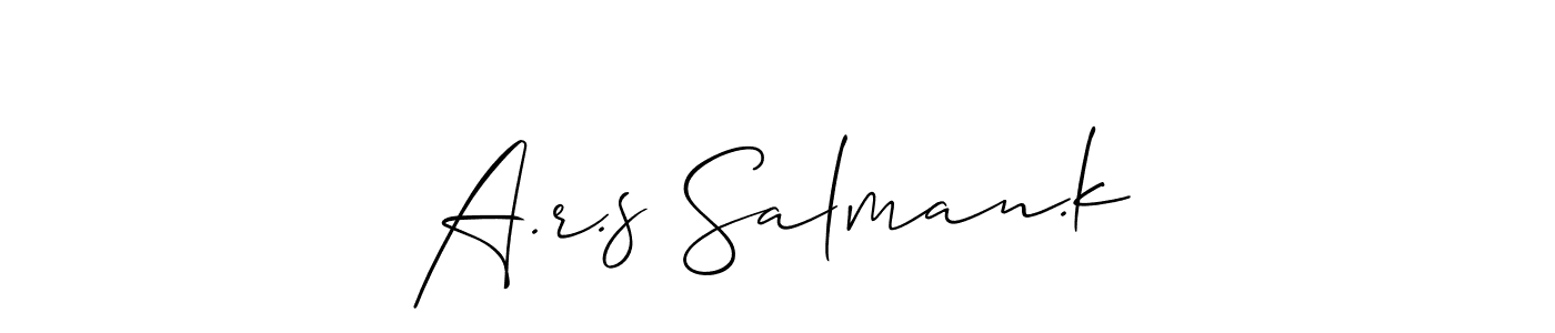 How to Draw A.r.s Salman.k signature style? Allison_Script is a latest design signature styles for name A.r.s Salman.k. A.r.s Salman.k signature style 2 images and pictures png