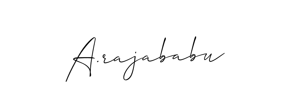 Use a signature maker to create a handwritten signature online. With this signature software, you can design (Allison_Script) your own signature for name A.rajababu. A.rajababu signature style 2 images and pictures png