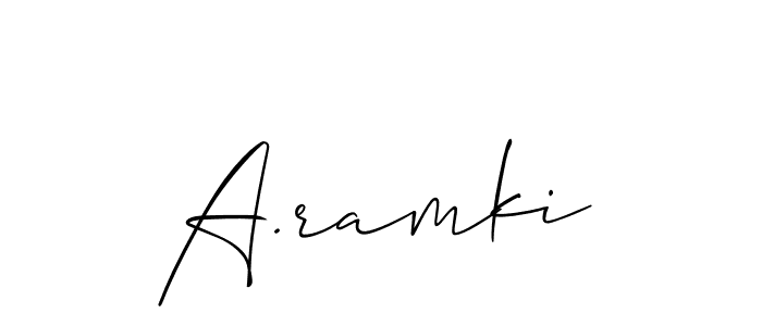 The best way (Allison_Script) to make a short signature is to pick only two or three words in your name. The name A.ramki include a total of six letters. For converting this name. A.ramki signature style 2 images and pictures png