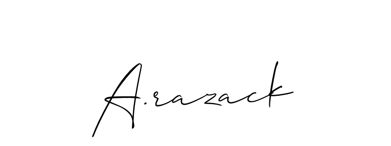 How to make A.razack signature? Allison_Script is a professional autograph style. Create handwritten signature for A.razack name. A.razack signature style 2 images and pictures png
