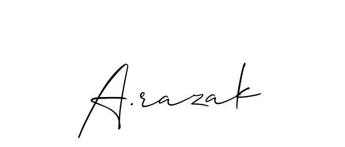 You can use this online signature creator to create a handwritten signature for the name A.razak. This is the best online autograph maker. A.razak signature style 2 images and pictures png