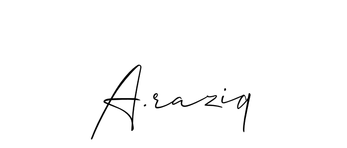 Make a beautiful signature design for name A.raziq. With this signature (Allison_Script) style, you can create a handwritten signature for free. A.raziq signature style 2 images and pictures png