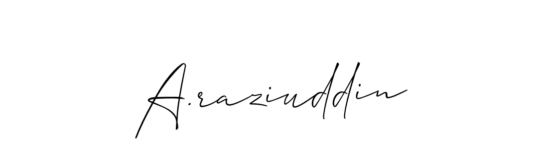 Also You can easily find your signature by using the search form. We will create A.raziuddin name handwritten signature images for you free of cost using Allison_Script sign style. A.raziuddin signature style 2 images and pictures png