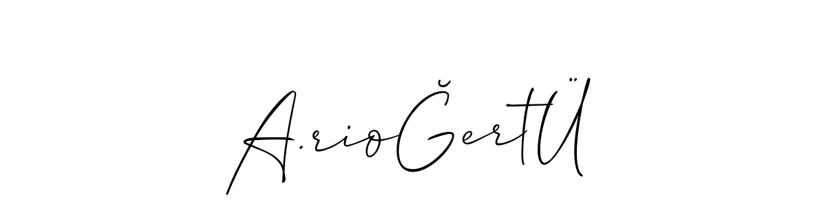 if you are searching for the best signature style for your name A.rioĞertÜ. so please give up your signature search. here we have designed multiple signature styles  using Allison_Script. A.rioĞertÜ signature style 2 images and pictures png