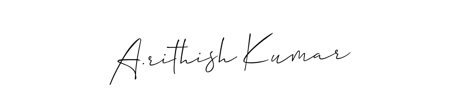 if you are searching for the best signature style for your name A.rithish Kumar. so please give up your signature search. here we have designed multiple signature styles  using Allison_Script. A.rithish Kumar signature style 2 images and pictures png