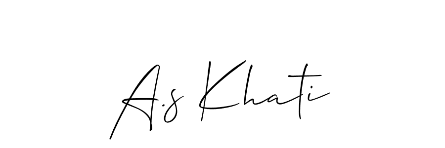The best way (Allison_Script) to make a short signature is to pick only two or three words in your name. The name A.s Khati include a total of six letters. For converting this name. A.s Khati signature style 2 images and pictures png