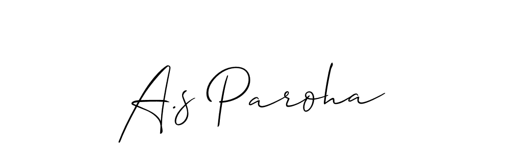 Also we have A.s Paroha name is the best signature style. Create professional handwritten signature collection using Allison_Script autograph style. A.s Paroha signature style 2 images and pictures png