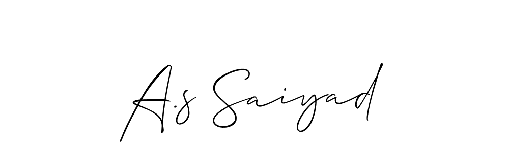 How to make A.s Saiyad name signature. Use Allison_Script style for creating short signs online. This is the latest handwritten sign. A.s Saiyad signature style 2 images and pictures png