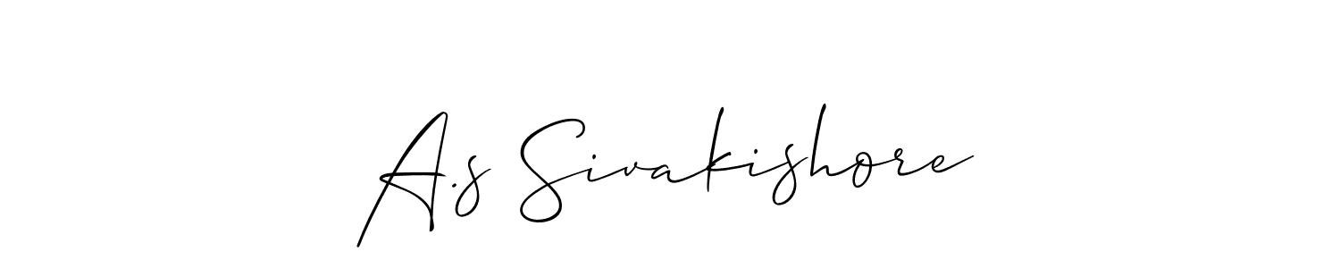 Allison_Script is a professional signature style that is perfect for those who want to add a touch of class to their signature. It is also a great choice for those who want to make their signature more unique. Get A.s Sivakishore name to fancy signature for free. A.s Sivakishore signature style 2 images and pictures png