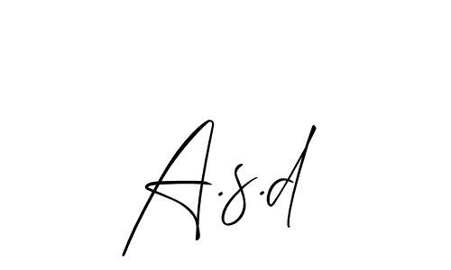 The best way (Allison_Script) to make a short signature is to pick only two or three words in your name. The name A.s.d include a total of six letters. For converting this name. A.s.d signature style 2 images and pictures png