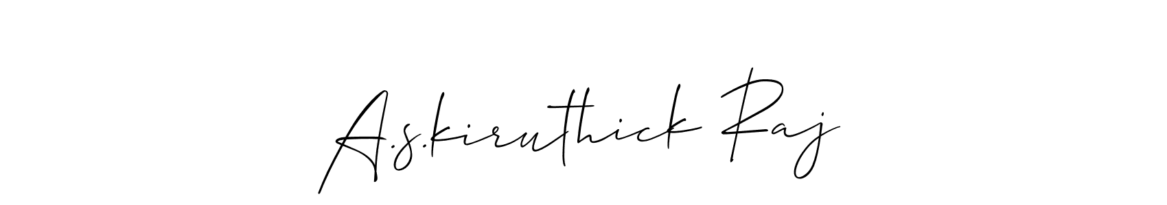 Make a beautiful signature design for name A.s.kiruthick Raj. With this signature (Allison_Script) style, you can create a handwritten signature for free. A.s.kiruthick Raj signature style 2 images and pictures png