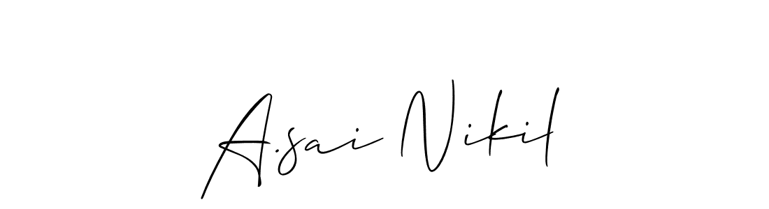 Similarly Allison_Script is the best handwritten signature design. Signature creator online .You can use it as an online autograph creator for name A.sai Nikil. A.sai Nikil signature style 2 images and pictures png