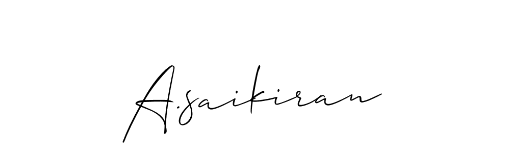 You can use this online signature creator to create a handwritten signature for the name A.saikiran. This is the best online autograph maker. A.saikiran signature style 2 images and pictures png