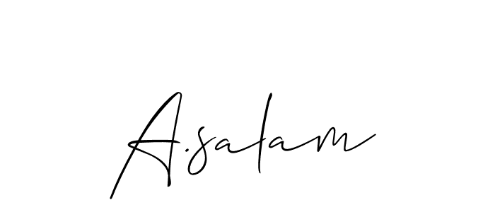 The best way (Allison_Script) to make a short signature is to pick only two or three words in your name. The name A.salam include a total of six letters. For converting this name. A.salam signature style 2 images and pictures png