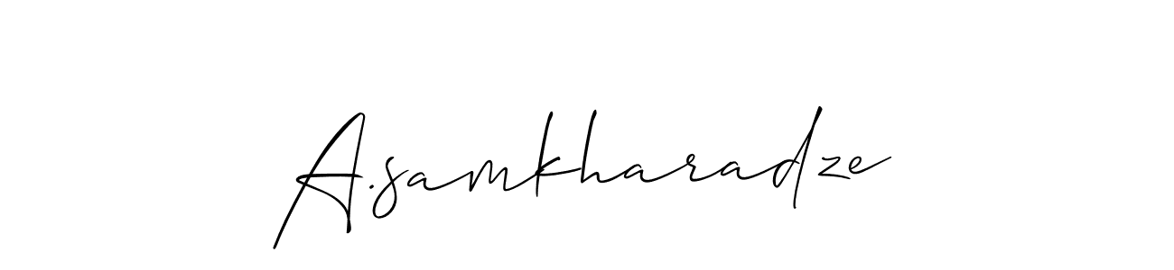 Also You can easily find your signature by using the search form. We will create A.samkharadze name handwritten signature images for you free of cost using Allison_Script sign style. A.samkharadze signature style 2 images and pictures png