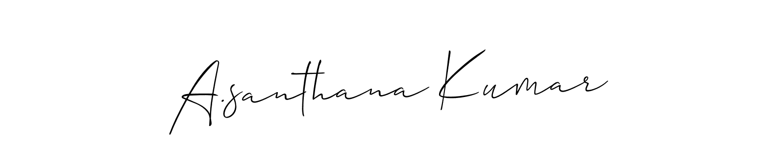 Allison_Script is a professional signature style that is perfect for those who want to add a touch of class to their signature. It is also a great choice for those who want to make their signature more unique. Get A.santhana Kumar name to fancy signature for free. A.santhana Kumar signature style 2 images and pictures png