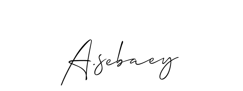 The best way (Allison_Script) to make a short signature is to pick only two or three words in your name. The name A.sebaey include a total of six letters. For converting this name. A.sebaey signature style 2 images and pictures png
