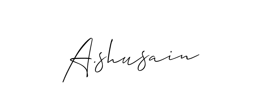 How to make A.shusain name signature. Use Allison_Script style for creating short signs online. This is the latest handwritten sign. A.shusain signature style 2 images and pictures png