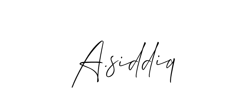 How to make A.siddiq name signature. Use Allison_Script style for creating short signs online. This is the latest handwritten sign. A.siddiq signature style 2 images and pictures png