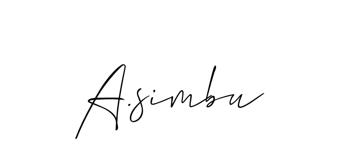 Allison_Script is a professional signature style that is perfect for those who want to add a touch of class to their signature. It is also a great choice for those who want to make their signature more unique. Get A.simbu name to fancy signature for free. A.simbu signature style 2 images and pictures png