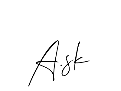 Also You can easily find your signature by using the search form. We will create A.sk name handwritten signature images for you free of cost using Allison_Script sign style. A.sk signature style 2 images and pictures png