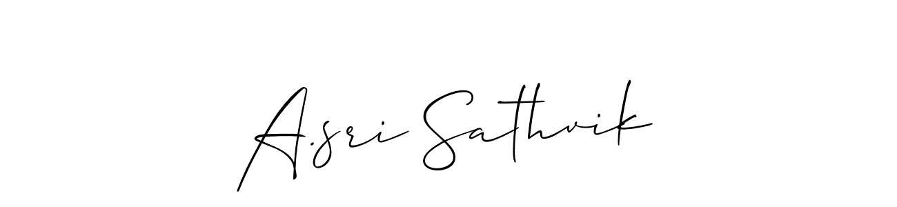 Use a signature maker to create a handwritten signature online. With this signature software, you can design (Allison_Script) your own signature for name A.sri Sathvik. A.sri Sathvik signature style 2 images and pictures png