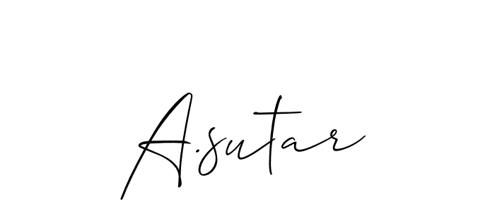 The best way (Allison_Script) to make a short signature is to pick only two or three words in your name. The name A.sutar include a total of six letters. For converting this name. A.sutar signature style 2 images and pictures png