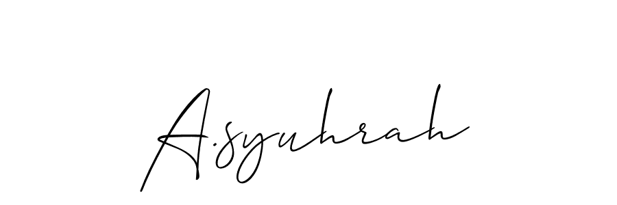 Also we have A.syuhrah name is the best signature style. Create professional handwritten signature collection using Allison_Script autograph style. A.syuhrah signature style 2 images and pictures png