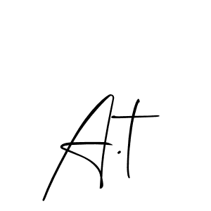 Also You can easily find your signature by using the search form. We will create A.t name handwritten signature images for you free of cost using Allison_Script sign style. A.t signature style 2 images and pictures png