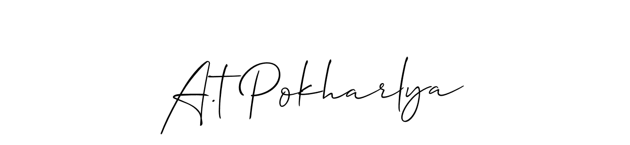 How to Draw A.t Pokharlya signature style? Allison_Script is a latest design signature styles for name A.t Pokharlya. A.t Pokharlya signature style 2 images and pictures png