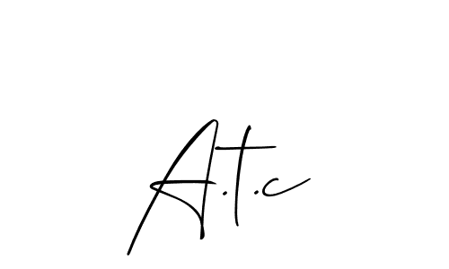 Design your own signature with our free online signature maker. With this signature software, you can create a handwritten (Allison_Script) signature for name A.t.c. A.t.c signature style 2 images and pictures png