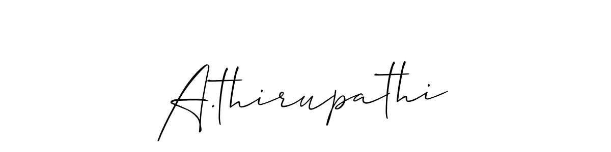 The best way (Allison_Script) to make a short signature is to pick only two or three words in your name. The name A.thirupathi include a total of six letters. For converting this name. A.thirupathi signature style 2 images and pictures png
