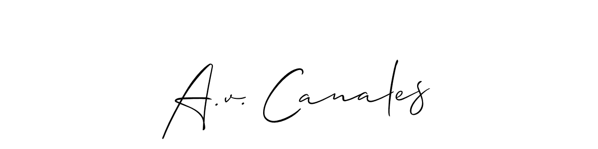 Similarly Allison_Script is the best handwritten signature design. Signature creator online .You can use it as an online autograph creator for name A.v. Canales. A.v. Canales signature style 2 images and pictures png