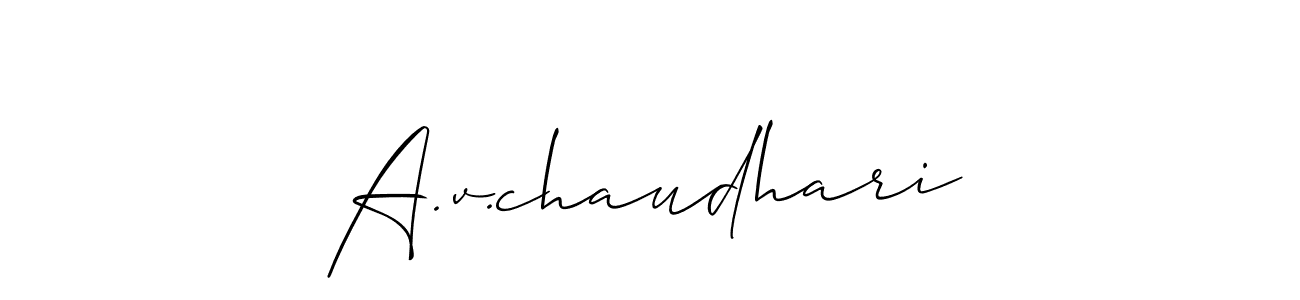 Design your own signature with our free online signature maker. With this signature software, you can create a handwritten (Allison_Script) signature for name A.v.chaudhari. A.v.chaudhari signature style 2 images and pictures png